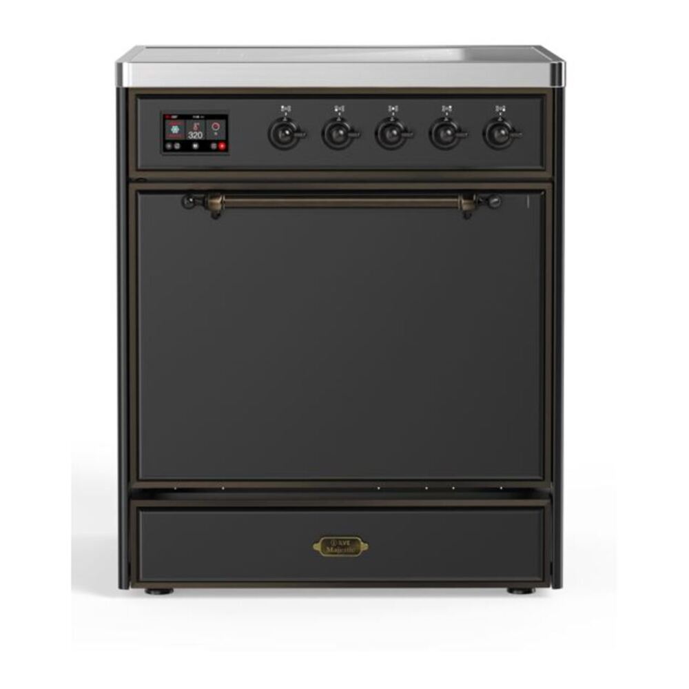 ILVE Majestic II 30" Graphite Matte Induction Range with 4 Elements Solid Door