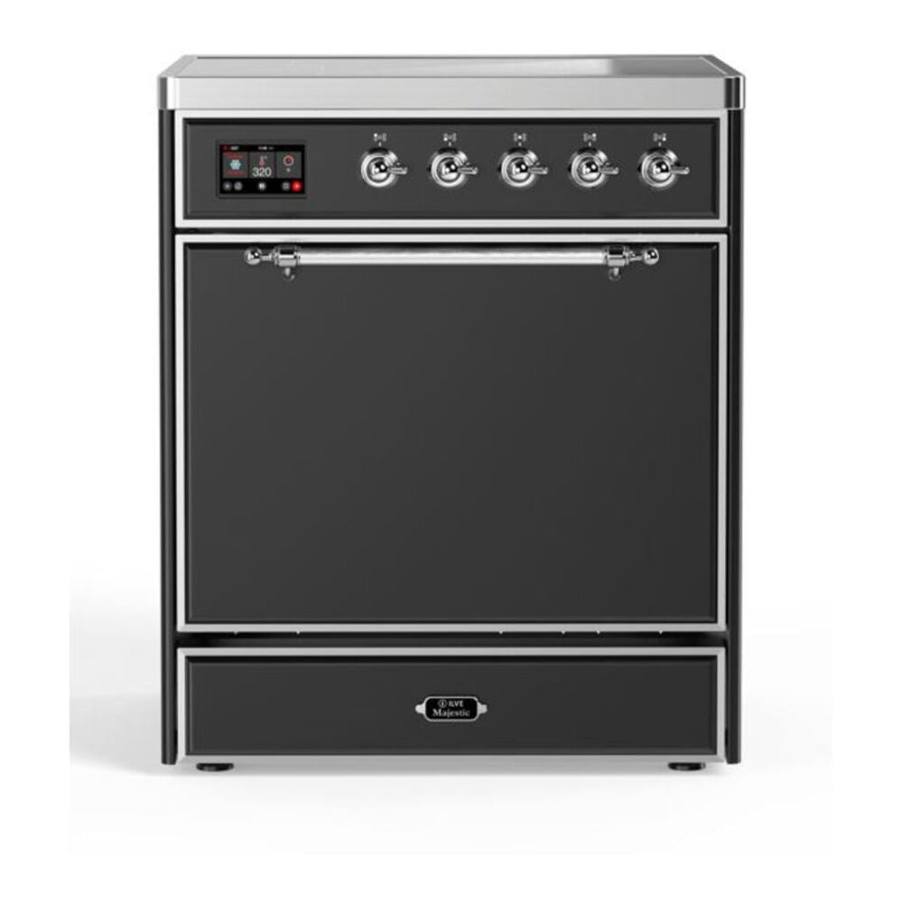 ILVE Majestic II 30" Graphite Matte Induction Range with 4 Elements Solid Door
