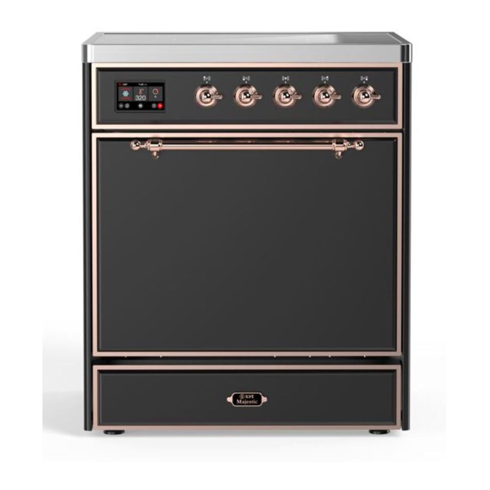 ILVE Majestic II 30" Graphite Matte Induction Range with 4 Elements Solid Door