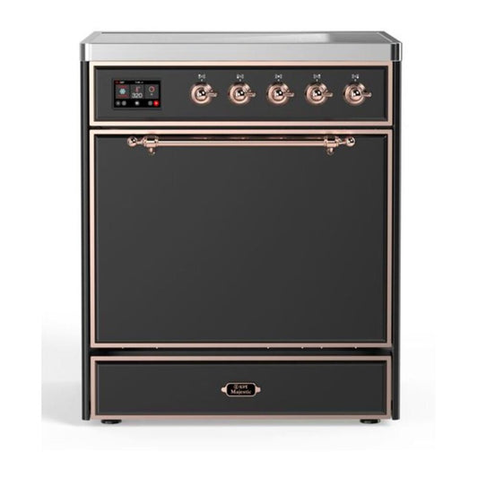 ILVE Majestic II 30" Graphite Matte Induction Range with 4 Elements Solid Door