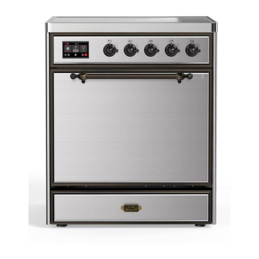 ILVE Majestic II 30" Stainless Steel Induction Range with 4 Elements Solid Door