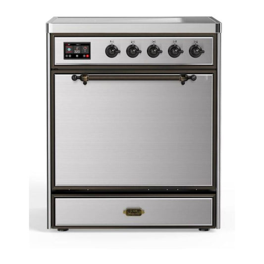 ILVE Majestic II 30" Stainless Steel Induction Range with 4 Elements Solid Door