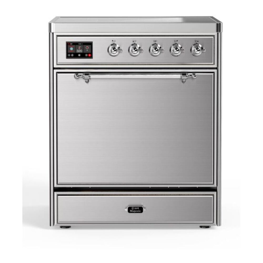 ILVE Majestic II 30" Stainless Steel Induction Range with 4 Elements Solid Door