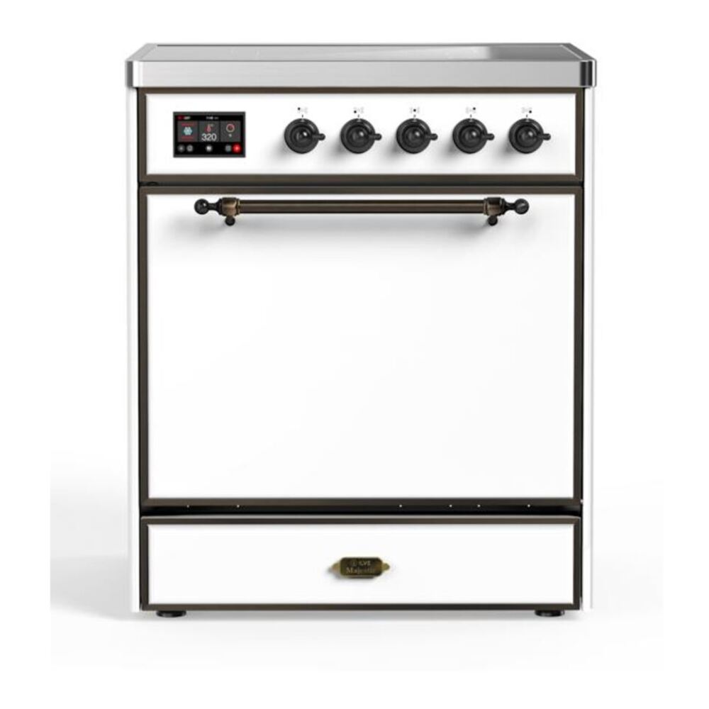 ILVE Majestic II 30" White Induction Range with 4 Elements Solid Door