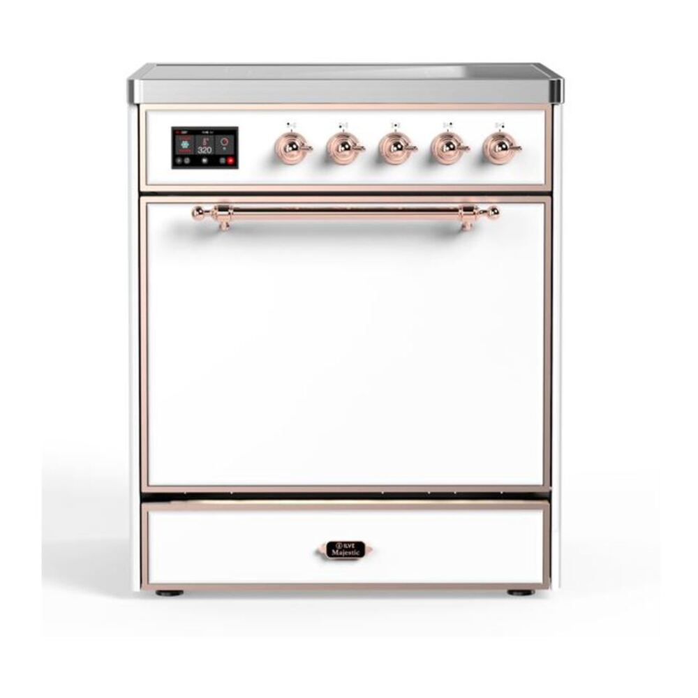 ILVE Majestic II 30" White Induction Range with 4 Elements Solid Door