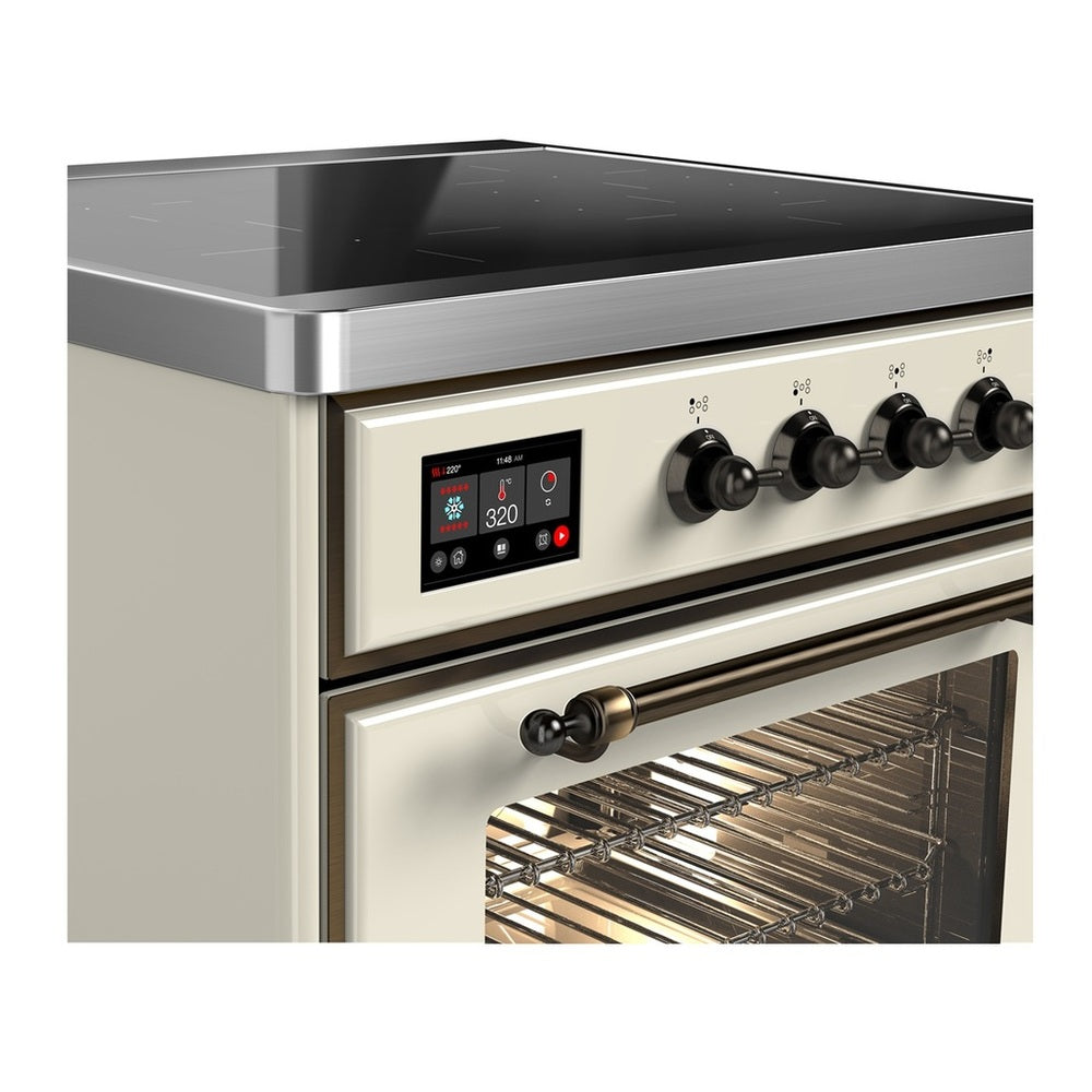 ILVE Majestic III 30 inch Triple Glass Door Induction Range Burnished Antique White