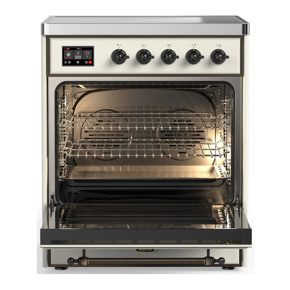 ILVE Majestic III 30 inch Triple Glass Door Induction Range Burnished Antique White