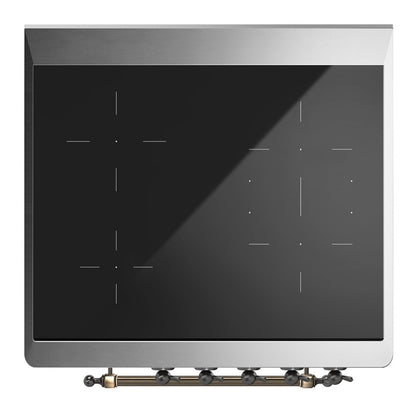 ILVE Majestic III 30 inch Triple Glass Door Induction Range Burnished Antique White