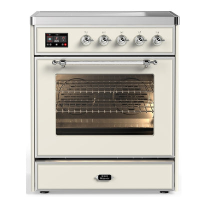 ILVE Majestic III 30" Antique White Induction Range with 4 Elements Triple Glass Door