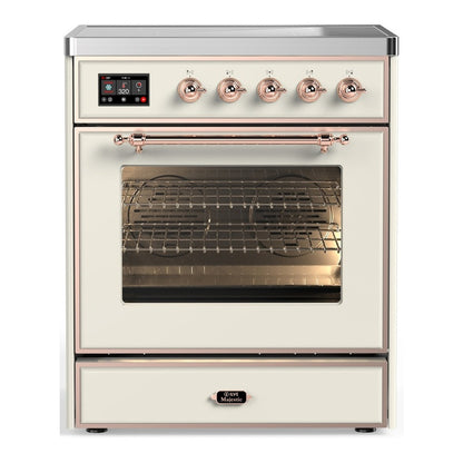 ILVE Majestic III 30" Antique White Induction Range with 4 Elements Triple Glass Door
