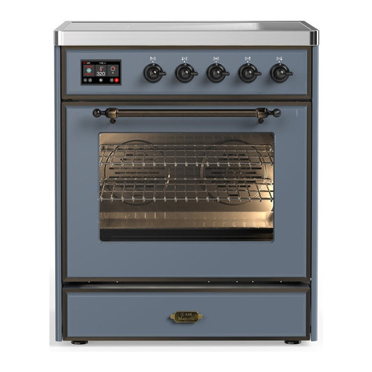 ILVE Majestic III 30" Blue Grey Induction Range with 4 Elements Triple Glass Door