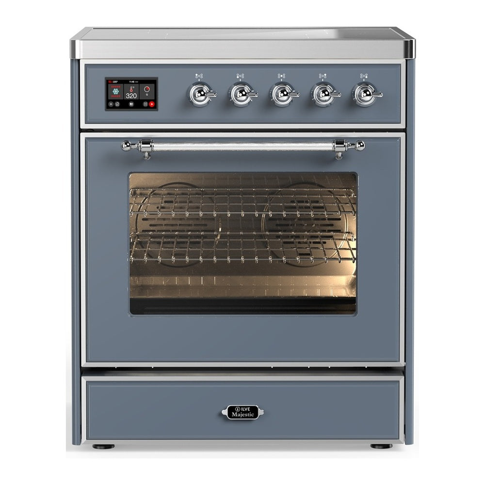 ILVE Majestic III 30" Blue Grey Induction Range with 4 Elements Triple Glass Door