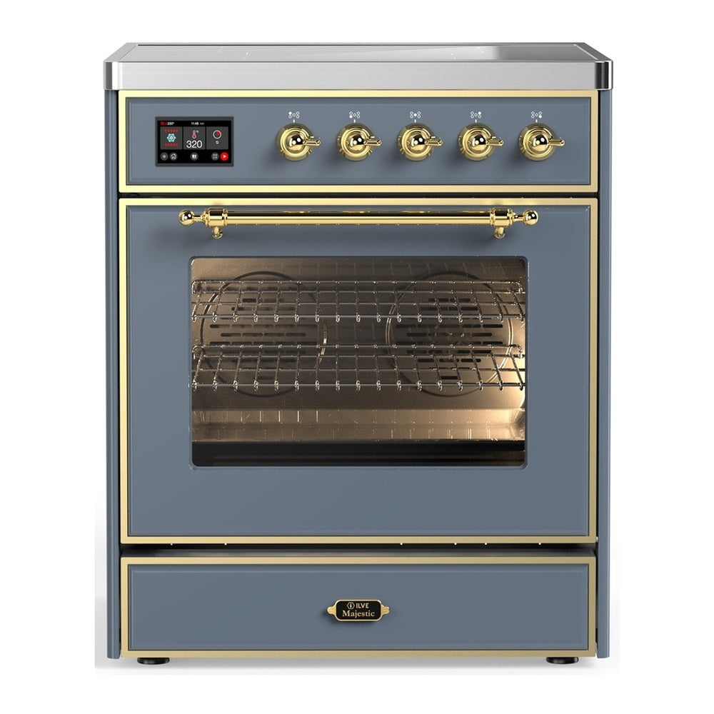 ILVE Majestic III 30" Blue Grey Induction Range with 4 Elements Triple Glass Door