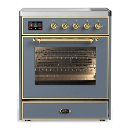 ILVE Majestic III 30" Blue Grey Induction Range with 4 Elements Triple Glass Door