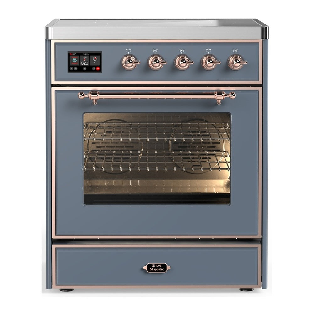 ILVE Majestic III 30" Blue Grey Induction Range with 4 Elements Triple Glass Door