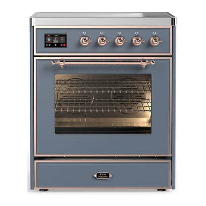 ILVE Majestic III 30" Blue Grey Induction Range with 4 Elements Triple Glass Door