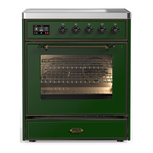ILVE Majestic III 30" Emerald Green Induction Range with 4 Elements Triple Glass Door
