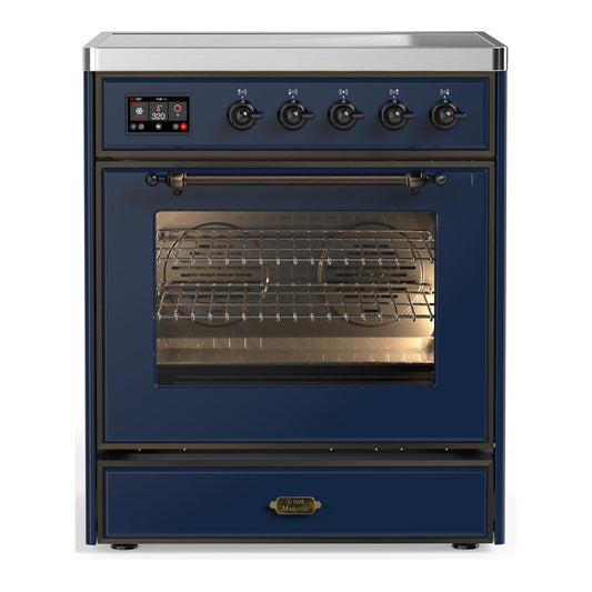 ILVE Majestic III 30" Midnight Blue Induction Range with 4 Elements Triple Glass Door