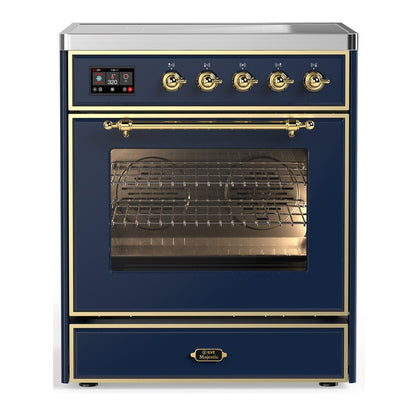 ILVE Majestic III 30" Midnight Blue Induction Range with 4 Elements Triple Glass Door