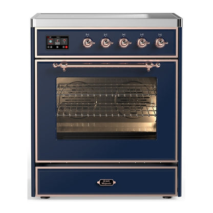 ILVE Majestic III 30" Midnight Blue Induction Range with 4 Elements Triple Glass Door