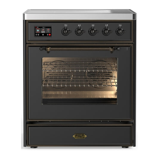 ILVE Majestic III 30" Graphite Matte Induction Range with 4 Elements Triple Glass Door