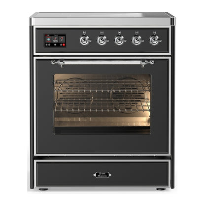 ILVE Majestic III 30" Graphite Matte Induction Range with 4 Elements Triple Glass Door