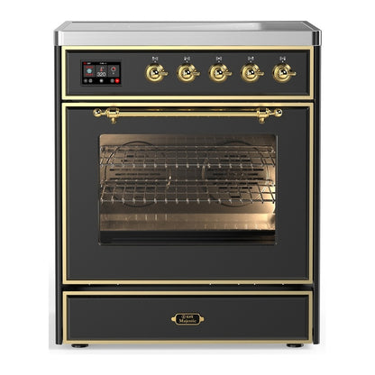 ILVE Majestic III 30" Graphite Matte Induction Range with 4 Elements Triple Glass Door