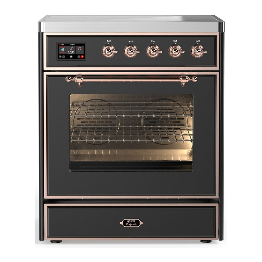 ILVE Majestic III 30" Graphite Matte Induction Range with 4 Elements Triple Glass Door
