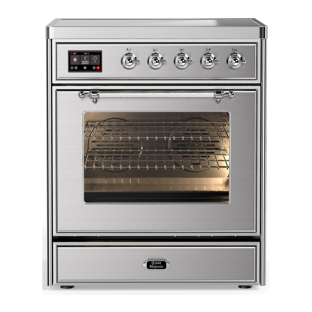 ILVE Majestic III 30" Stainless Steel Induction Range with 4 Elements Triple Glass Door
