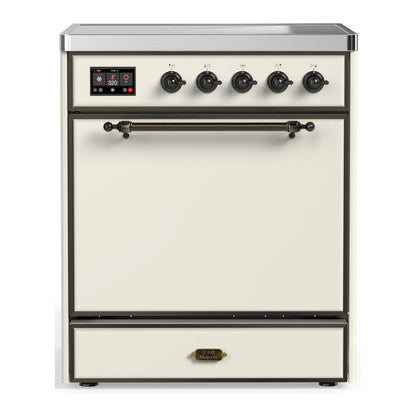 ILVE Majestic III 30" Antique White Induction Range with 4 Elements Solid Door