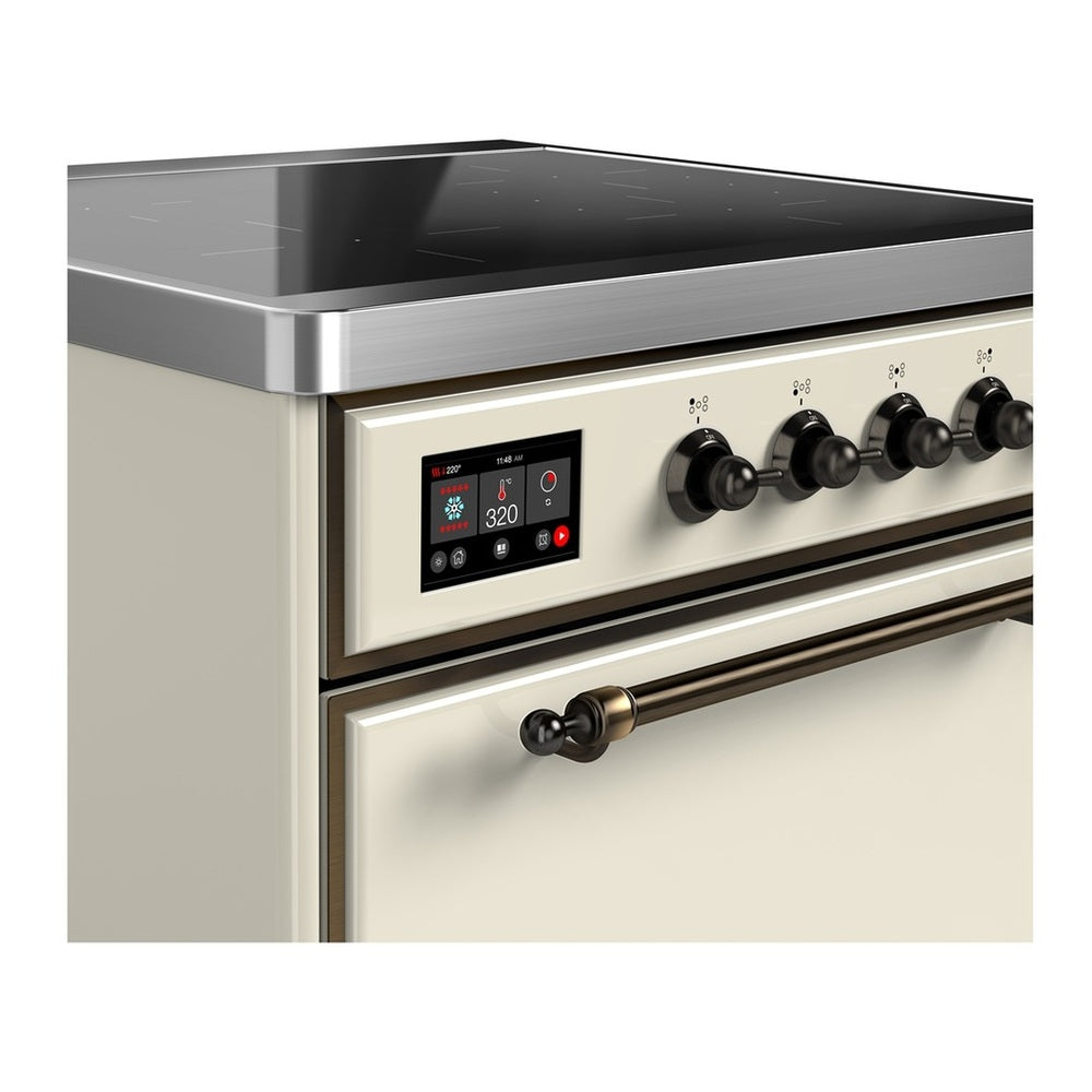 ILVE Majestic III 30" Antique White Induction Range with 4 Elements Solid Door