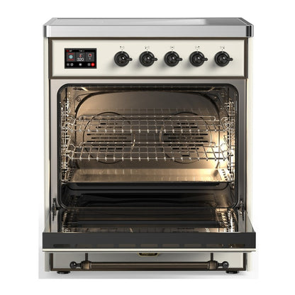 ILVE Majestic III 30" Antique White Induction Range with 4 Elements Solid Door