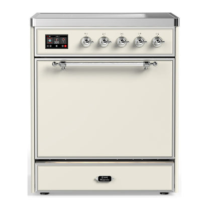 ILVE Majestic III 30" Antique White Induction Range with 4 Elements Solid Door