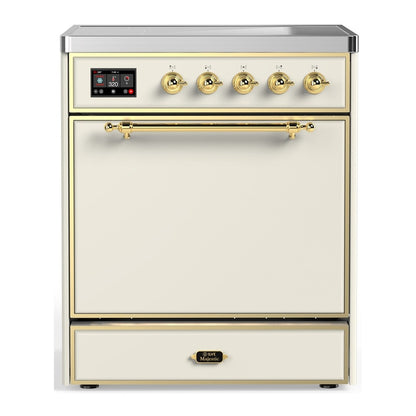 ILVE Majestic III 30" Antique White Induction Range with 4 Elements Solid Door