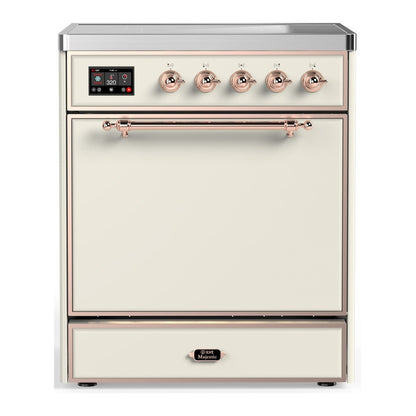 ILVE Majestic III 30" Antique White Induction Range with 4 Elements Solid Door