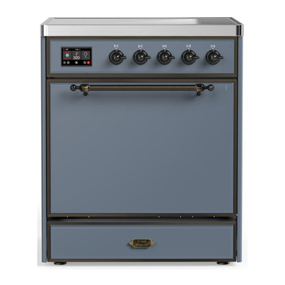 ILVE Majestic III 30" Blue Grey Induction Range with 4 Elements Solid Door
