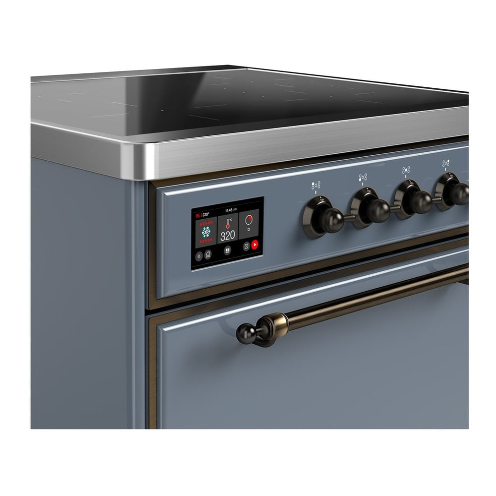 ILVE Majestic III 30" Blue Grey Induction Range with 4 Elements Solid Door