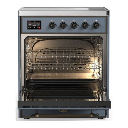 ILVE Majestic III 30" Blue Grey Induction Range with 4 Elements Solid Door