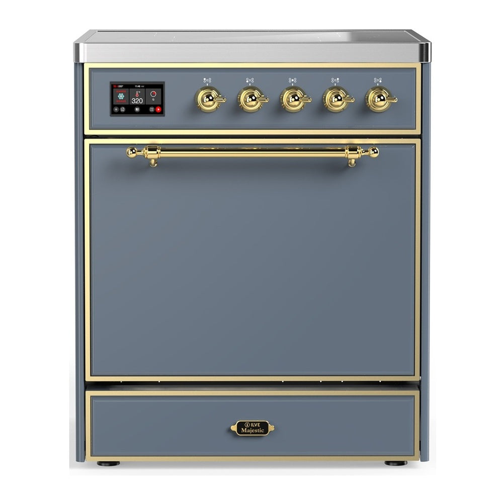 ILVE Majestic III 30" Blue Grey Induction Range with 4 Elements Solid Door
