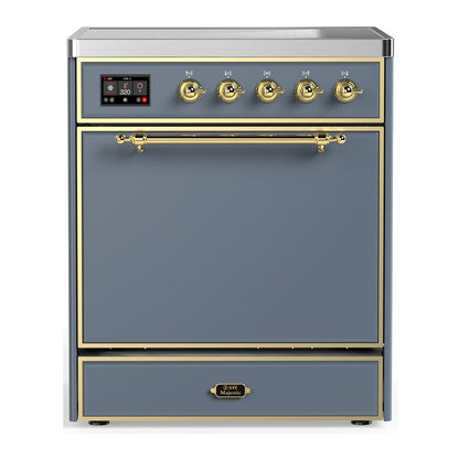 ILVE Majestic III 30" Blue Grey Induction Range with 4 Elements Solid Door