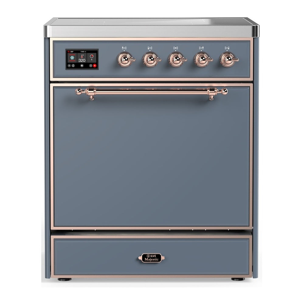 ILVE Majestic III 30" Blue Grey Induction Range with 4 Elements Solid Door