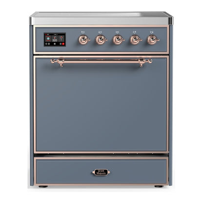 ILVE Majestic III 30" Blue Grey Induction Range with 4 Elements Solid Door
