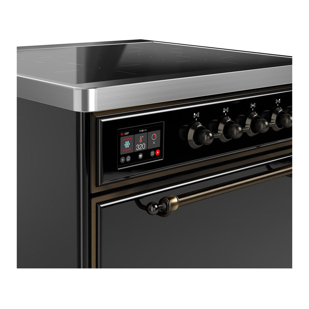 ILVE Majestic III 30" Glossy Black Induction Range with 4 Elements Solid Door