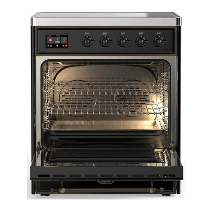 ILVE Majestic III 30" Glossy Black Induction Range with 4 Elements Solid Door