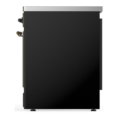 ILVE Majestic III 30" Glossy Black Induction Range with 4 Elements Solid Door