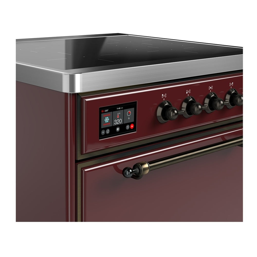 ILVE Majestic III 30" Burgundy Induction Range with 4 Elements Solid Door