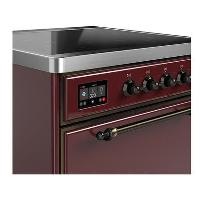 ILVE Majestic III 30" Burgundy Induction Range with 4 Elements Solid Door