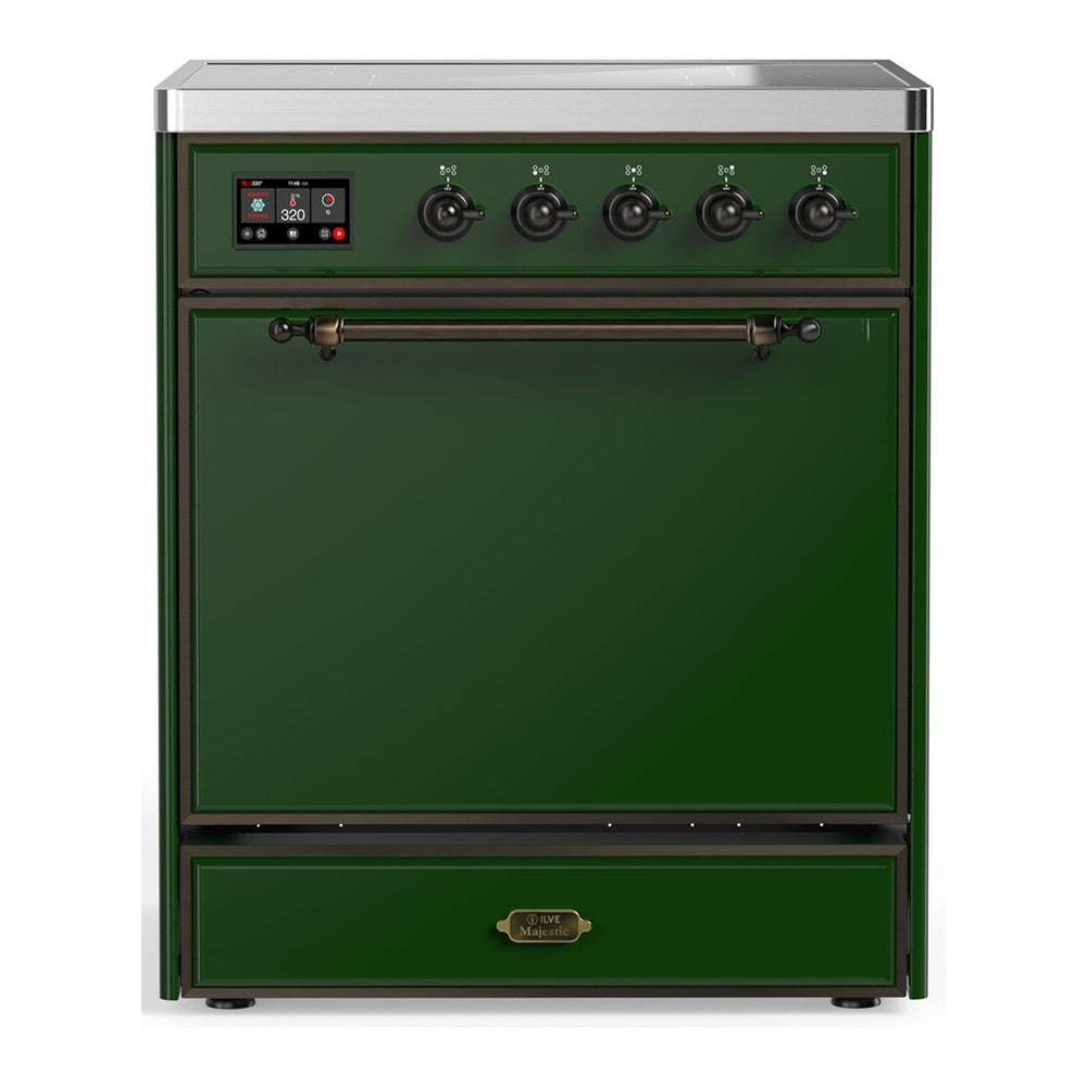 ILVE Majestic III 30" Emerald Green Induction Range with 4 Elements Solid Door
