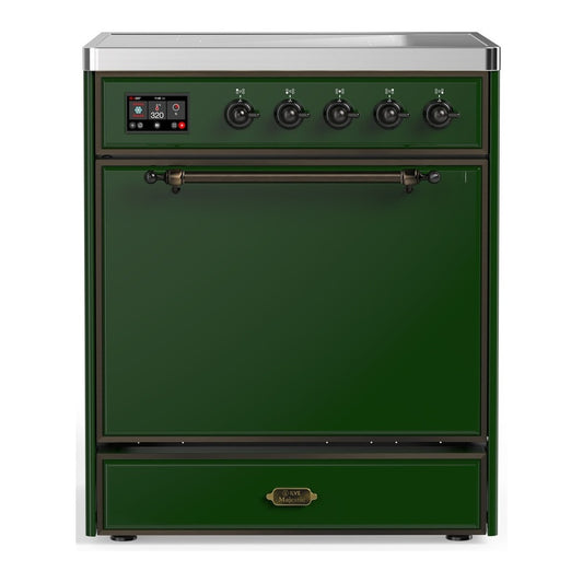 ILVE Majestic III 30" Emerald Green Induction Range with 4 Elements Solid Door