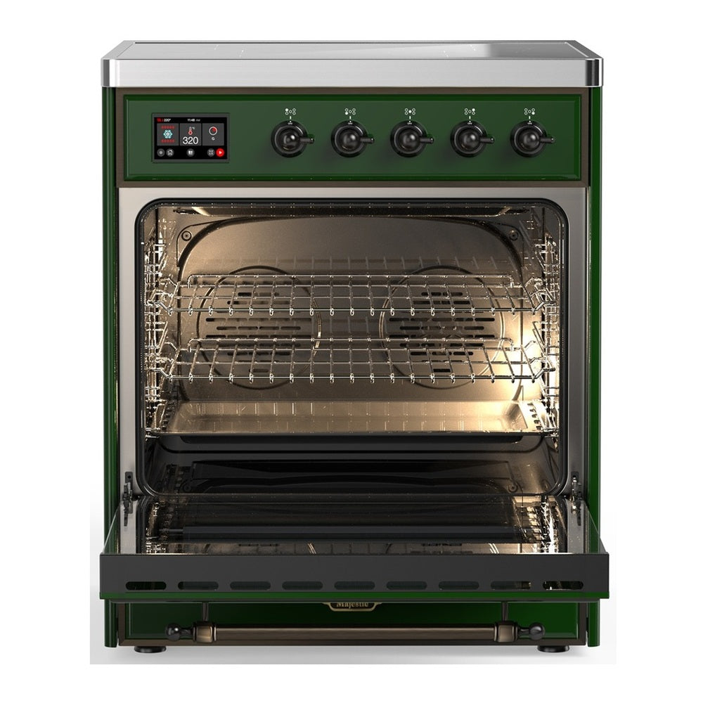 ILVE Majestic III 30" Emerald Green Induction Range with 4 Elements Solid Door